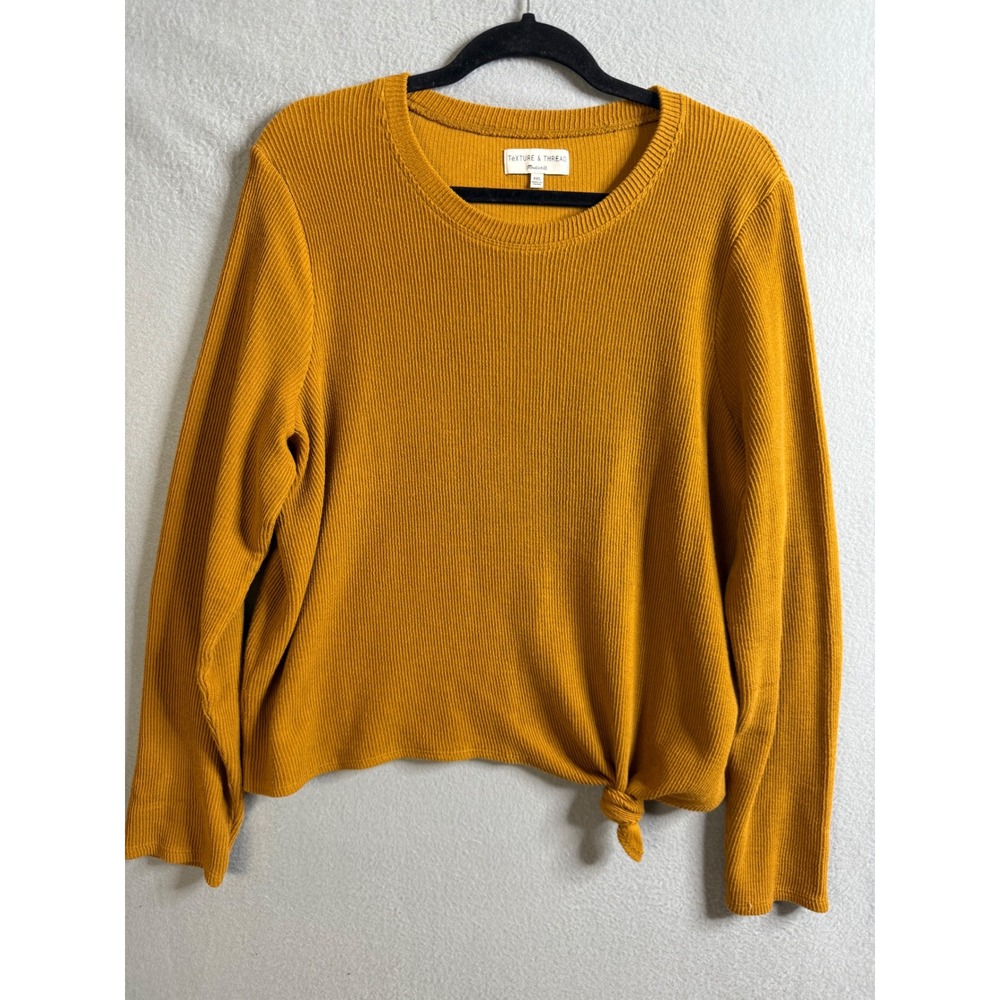 Texture & Thread Sweater Women's XXL Madewell Tie-Front‎ Top Ribbed Long Sleeve